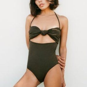 NEW ZARA GREEN KNOTTED CUT OUT SWIMSUIT